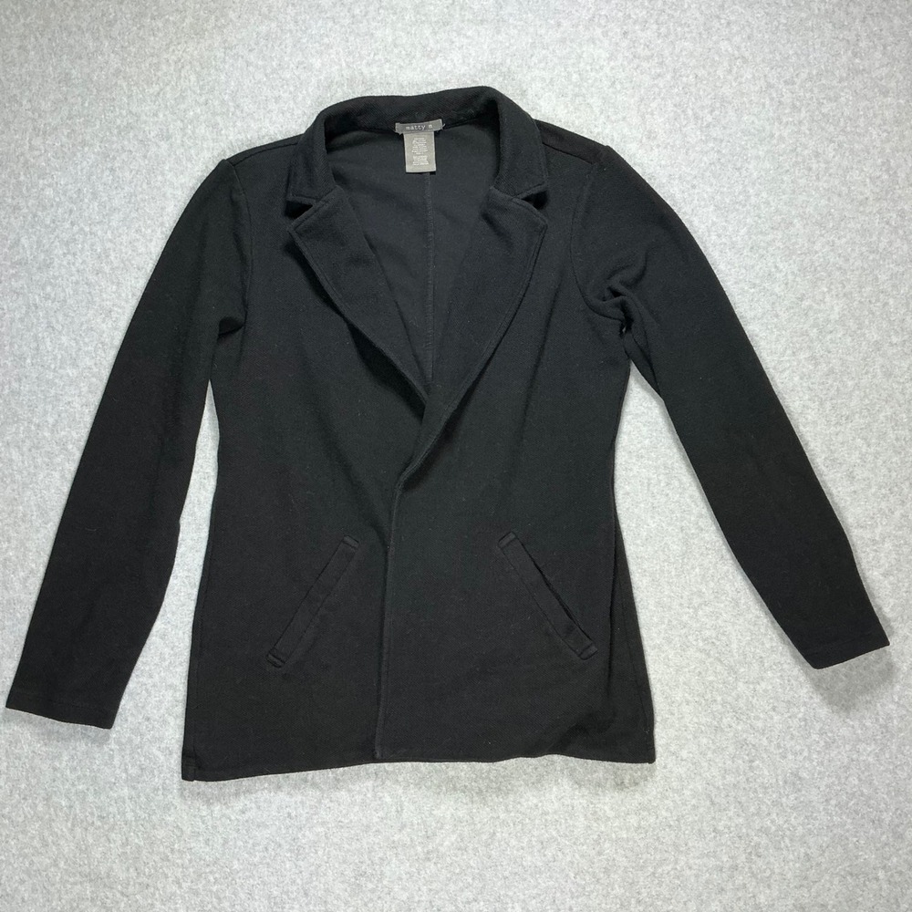 Matty M Womens Black Knit Open Front Blazer Jacket Size L
